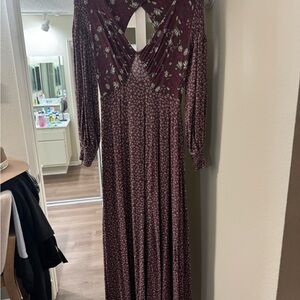 Free People Floral Maxi Dress in Burgundy